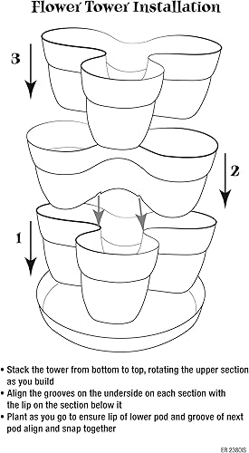 Miniatura 4 de EMSCO Bloomers - Maceta apilable con capacidad para hasta 9 plantas, ideal tanto en interiores como en exteriores, color blanco Blanco,Marrón