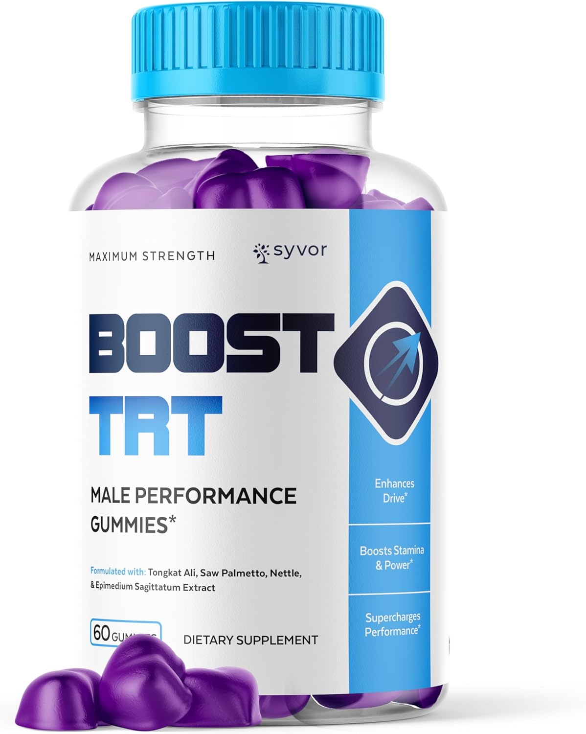 Boost TRT Gummies for Men, Official Boost TRT Male Performance Gummys with Natural Ingredients, Advanced BoostTRT Men's Gummy Supplement with Maximum Strength Premium Vitamins (60 Gummies)