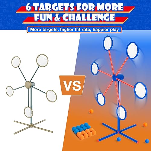 Miniatura 2 de Juguete de Juegos de Tiro para Niños de 5 6 7 8 9 10+ Años con 2pk Pistolas de Aire y 56 Balas - Objetivo Giratorio para Práctica de Tiro - Regalo