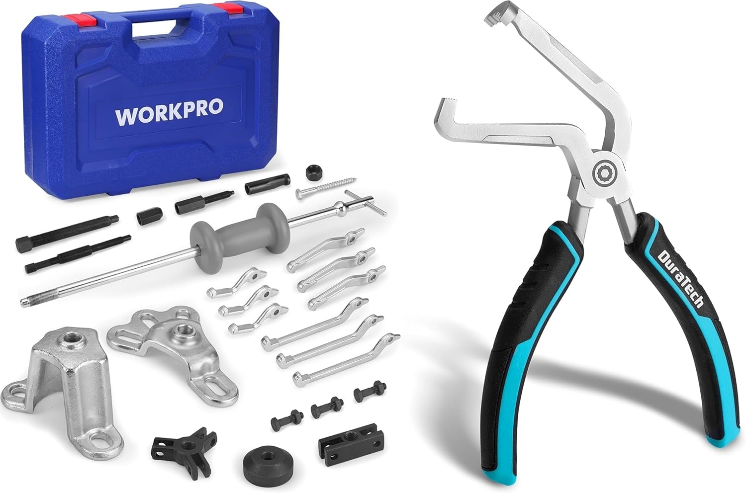 WORKPRO 9-Way Slide Hammer Puller Set+ DuraTech 8-Inch Electrical Disconnect Pliers