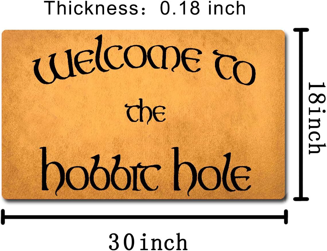 Welcome Funny Mat Rubber Back 30"(L) x 18"(W)Welcome To The Hobbit Hole The Lord Of The Ring Door Mats Funny Doormat for Entrance Way Novelty Mats for Front Door Mat No Slip Kitchen Rugs and Mats