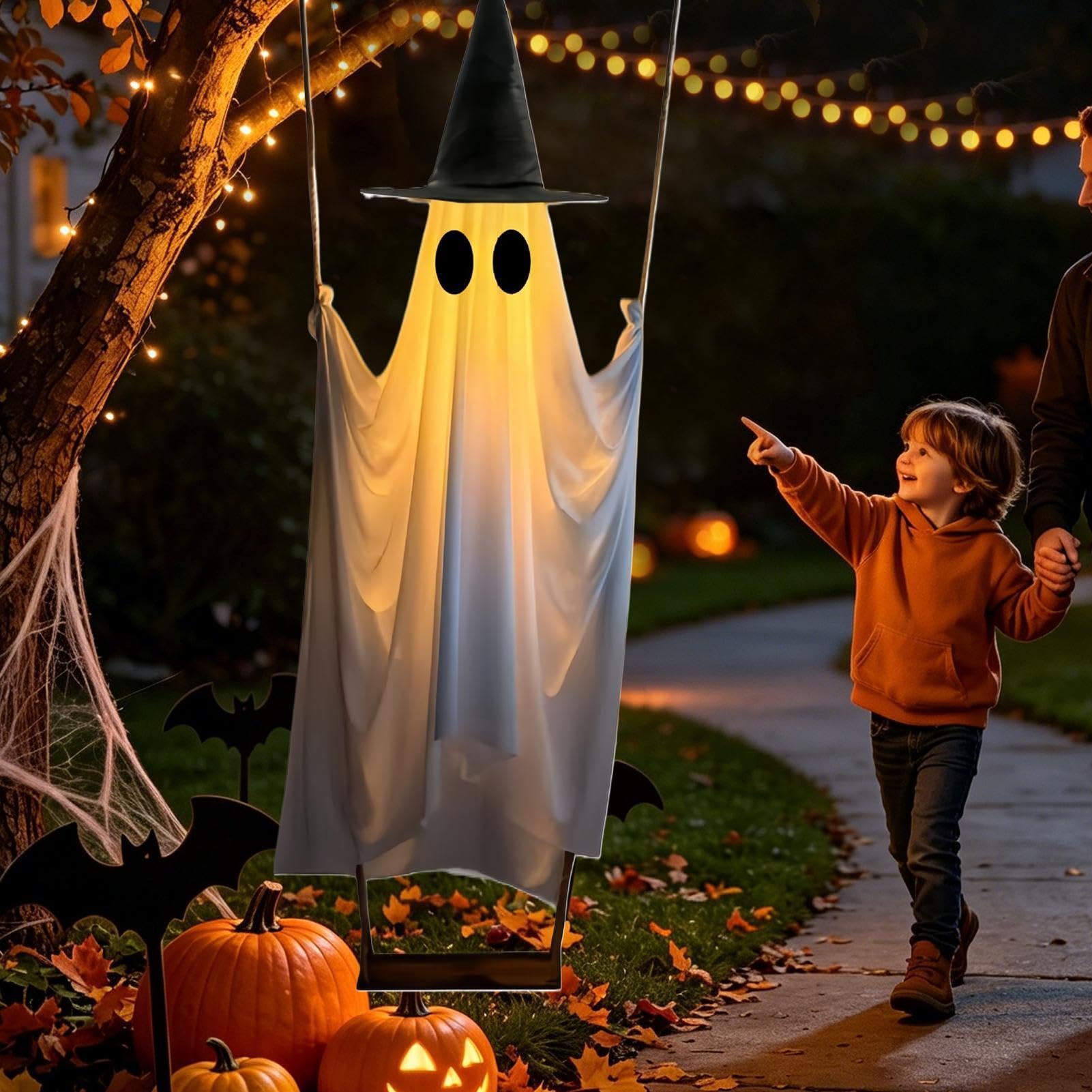 Halloween Podświetlany Duch Podświetlana Kołysząca Się Straszna Dekoracja