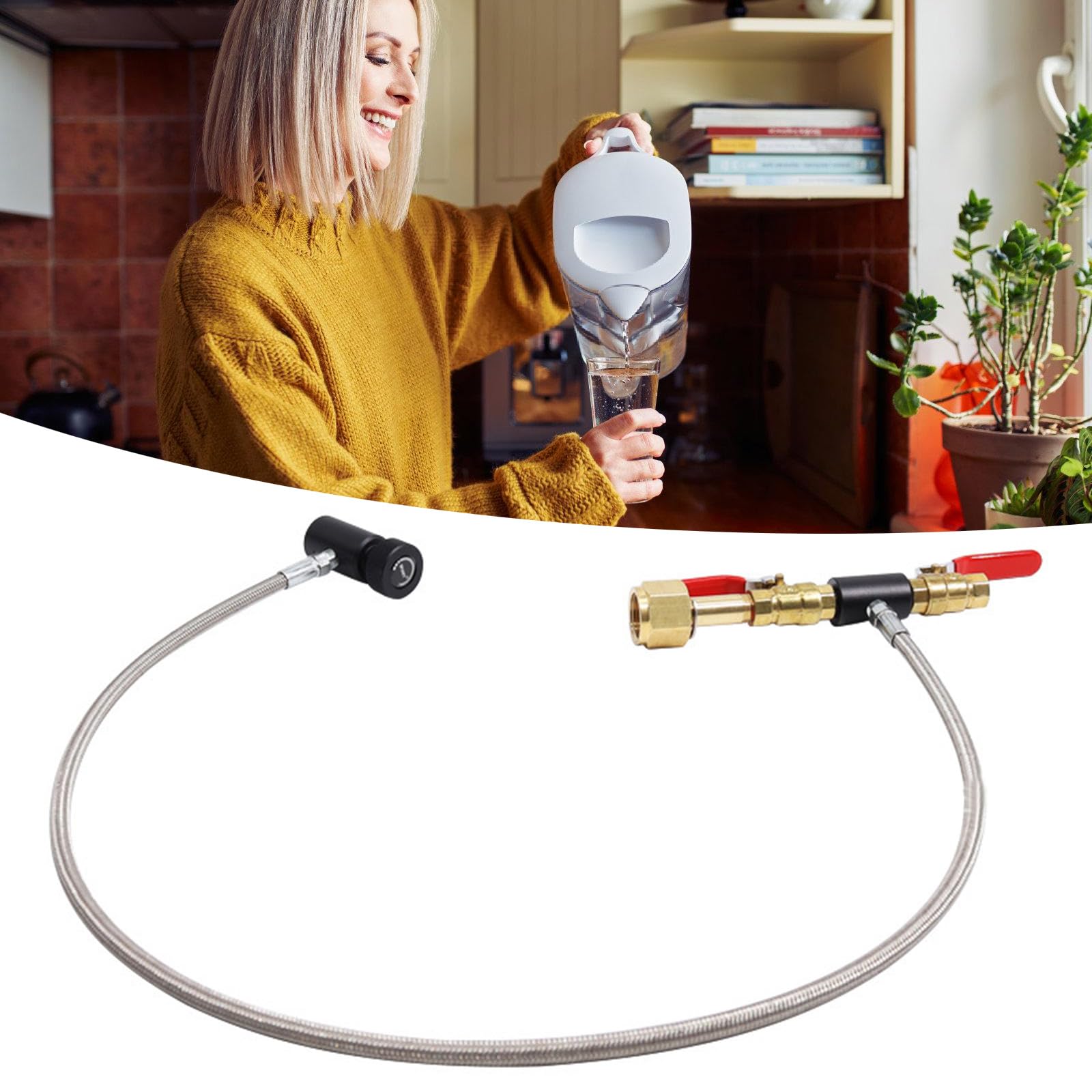 Adattatore per tubo di ricarica per bombole di CO2 in acciaio inox da 91,4 cm, connettore per stazione di CO2 per cilindro di riempimento