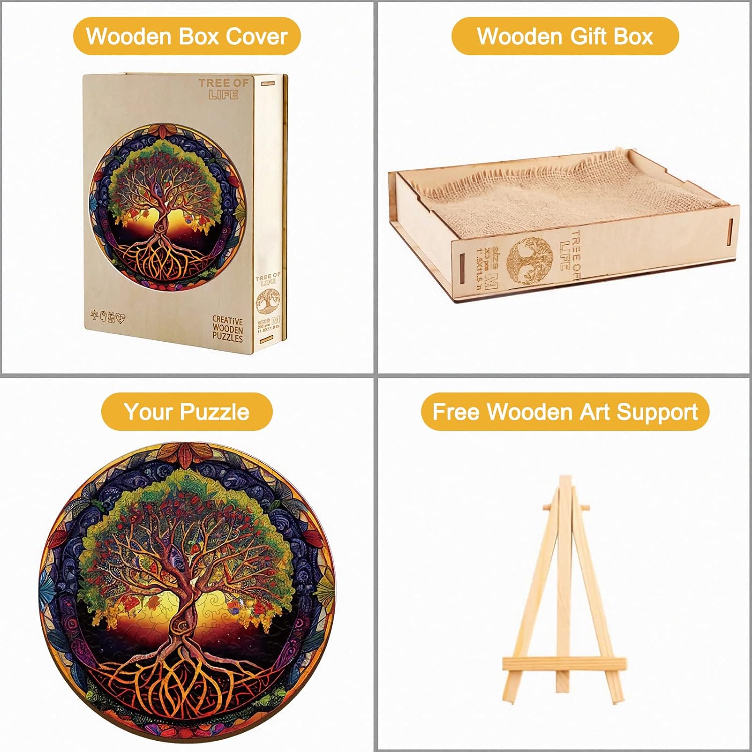 KAAYEE Wooden Jigsaw Puzzles-Wooden Puzzle Adult Unique Shape Advanced Tree Wooden Jigsaw Puzzle for Adult,Best Gift for Adults 13.8x13.8in 338pcs for Over 16 Years Old