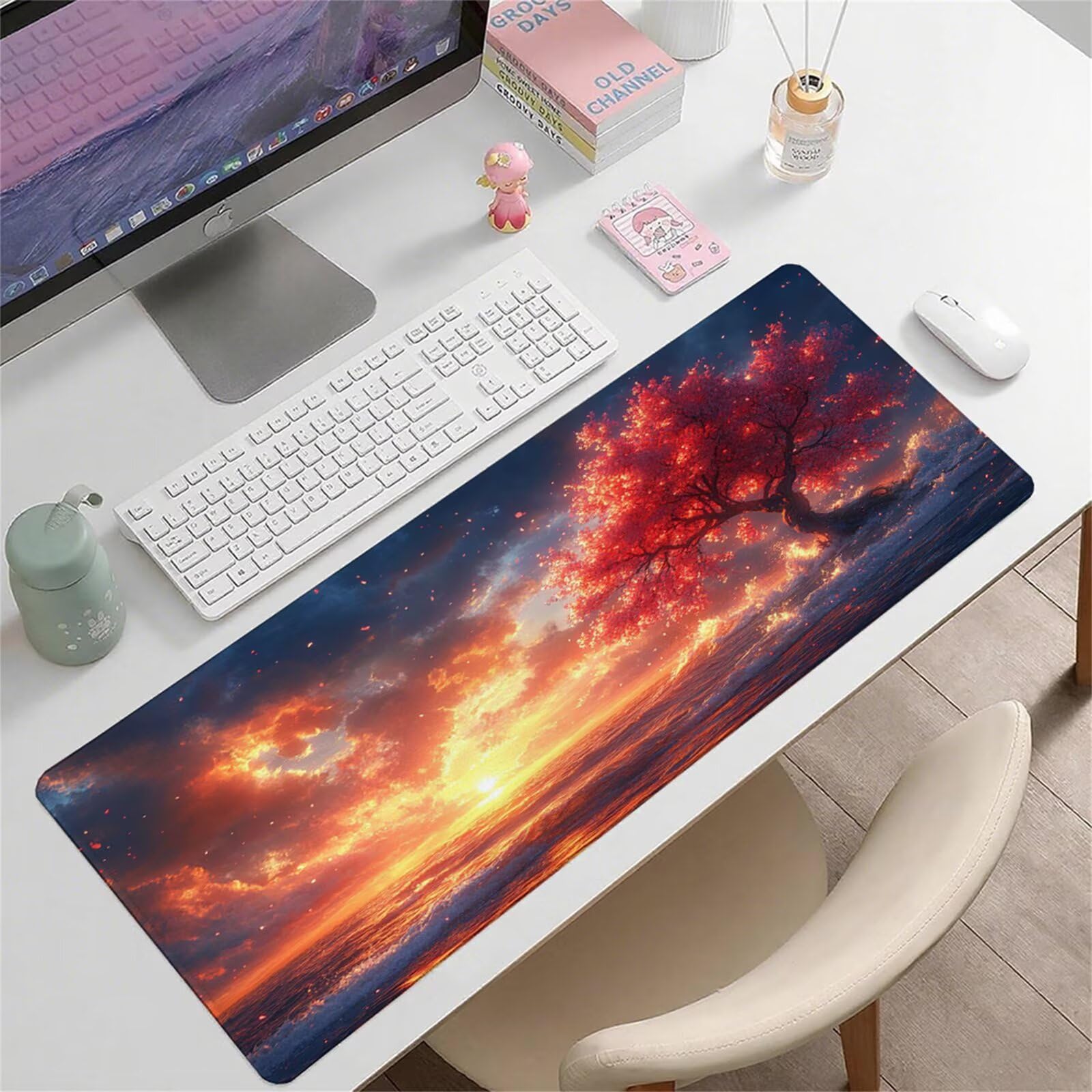 Czerwona podkładka pod mysz XXL 1500 x 800 x 3 mm uchwyt pod biurko akcesoria antypoślizgowa gumowa podstawa i zszyte krawędzie podkładka pod mysz dla graczy do dekoracji biura dekoracyjnego, prezenty