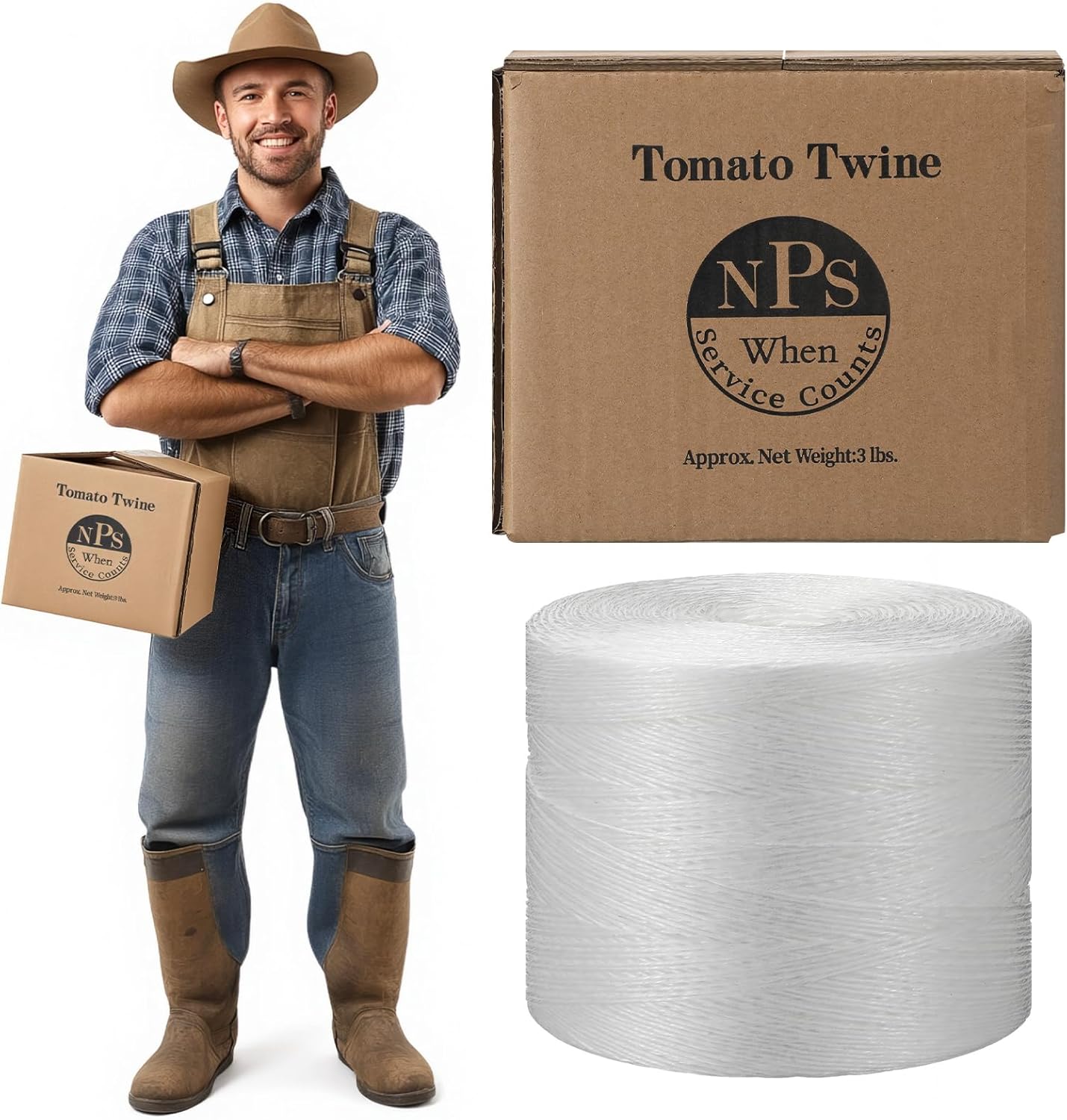 6150ft Tomato Garden Twine String with Blue Reusable String Bag Heavy Duty White Polypropylene Garden Twine Rope for Florida Weave Trellis Tomatoes, Climbing Plants, Floristry, Crafts