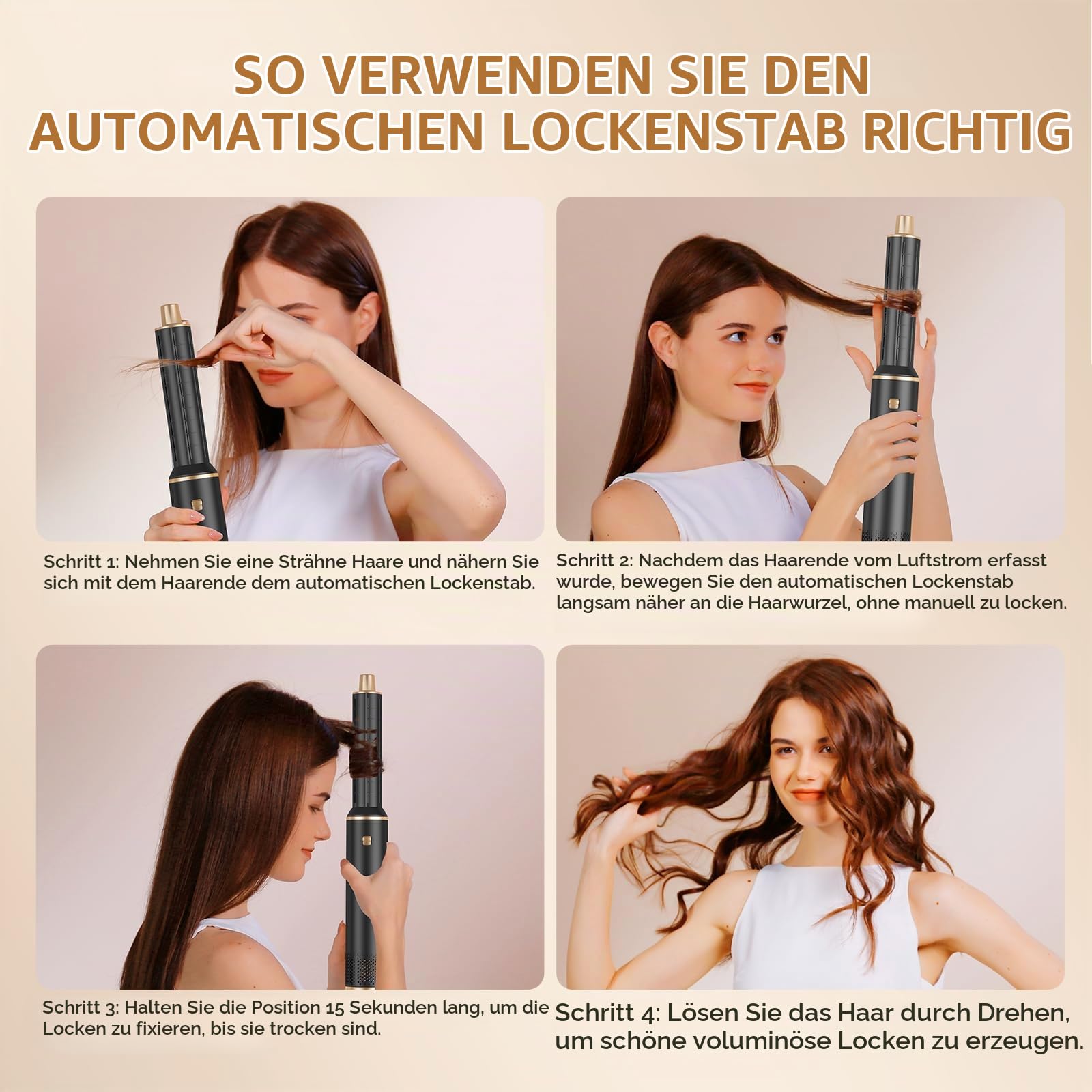UMIGA Airstyler 5 in 1 Hairstyler mit Air Lockenstab Föhn Set, Rosa