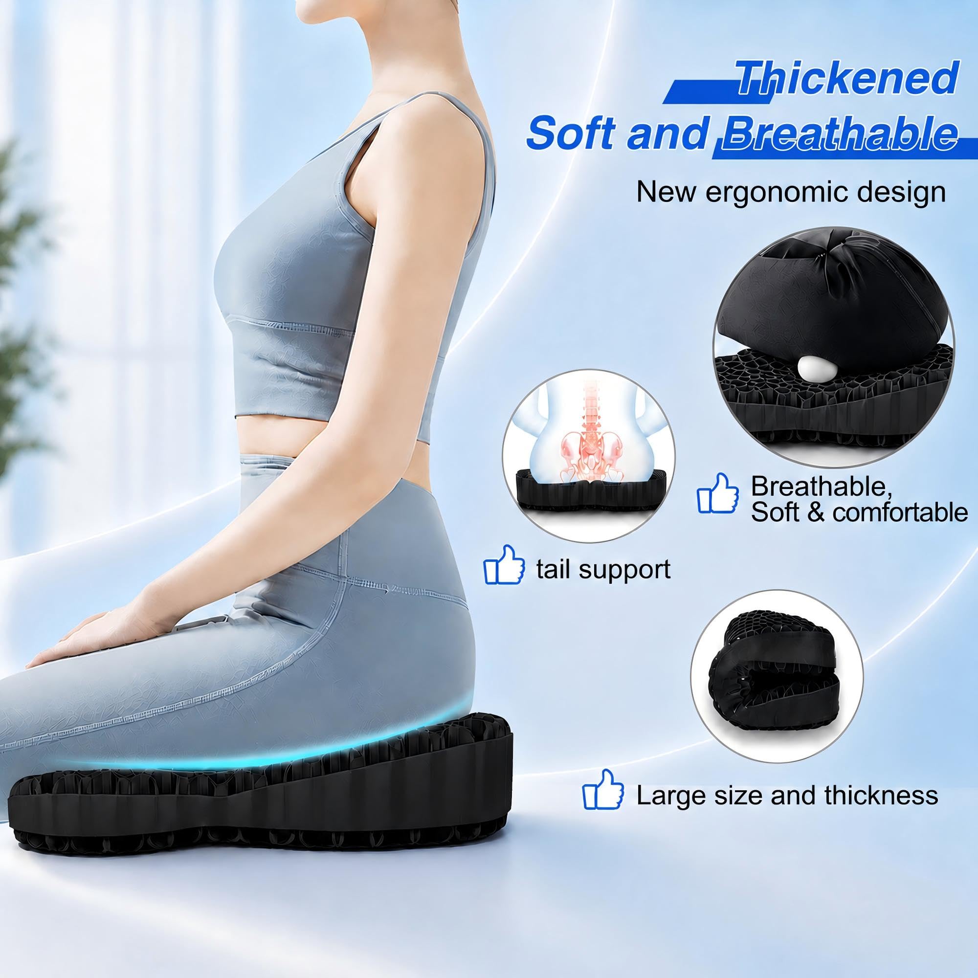 Cuscino da seduta in gel, per sedersi a lungo, per alleviare il dolore alla schiena, sciatica, coccige, sedia da ufficio, sedia a rotelle, auto (a forma di farfalla)