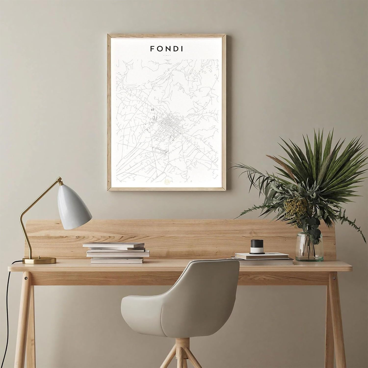 Modern Grey Poster of Fondi Italy | 11x17 12x18 16x24 24x36 Unframed Mininal Wall Art | Minimalism Hometown City Traveler Print for Gift | Minimalist Home Office Decor