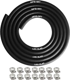 Eunice 10FT 3/8" ID Fuel Line Hose - 14Pcs Hose Clamps, 326PSI Rubber Hose for Motorcycle Mowers Tractors and Small Engines