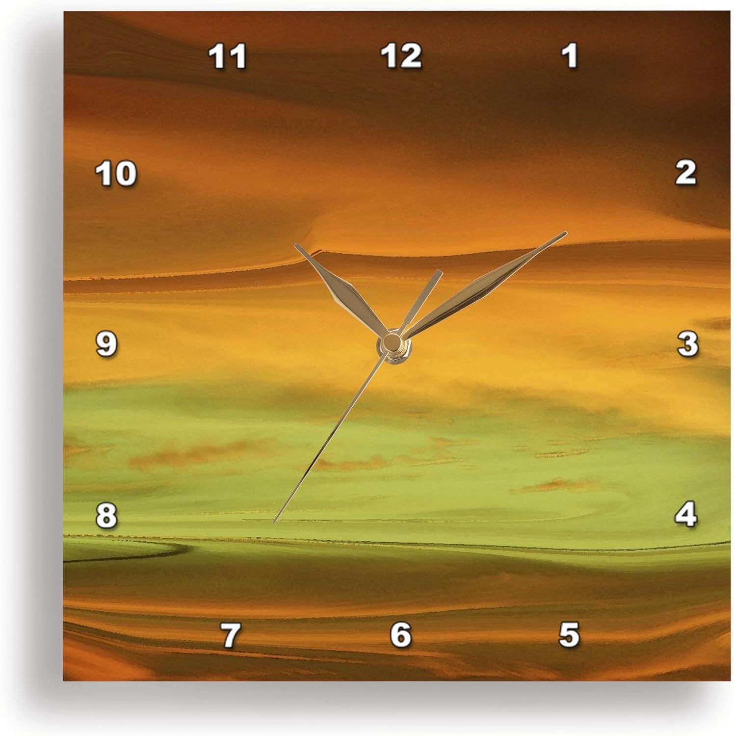 3dRose DPP_7810_2 Sunset Orange 'n Green-Wall Clock, 13 by 13-Inch