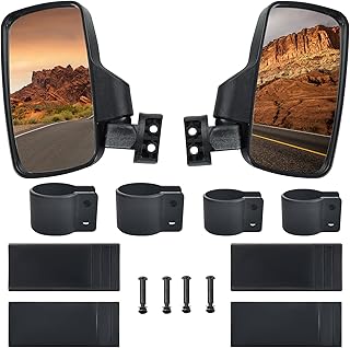 ATPTOOL Upgraded Adjustable Pair UTV Side Mirror Set 1.75 or 2inch Roll Bar Cage, Universal UTV Side View Mirrors High Impact(Pack of 2)