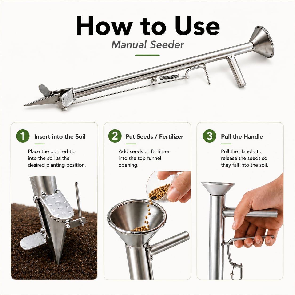 Sembradora de semillas, herramientas de jardinería, aplicador de fertilizantes, sembradora manual, sembradora y fertilización, para jardín agrícola