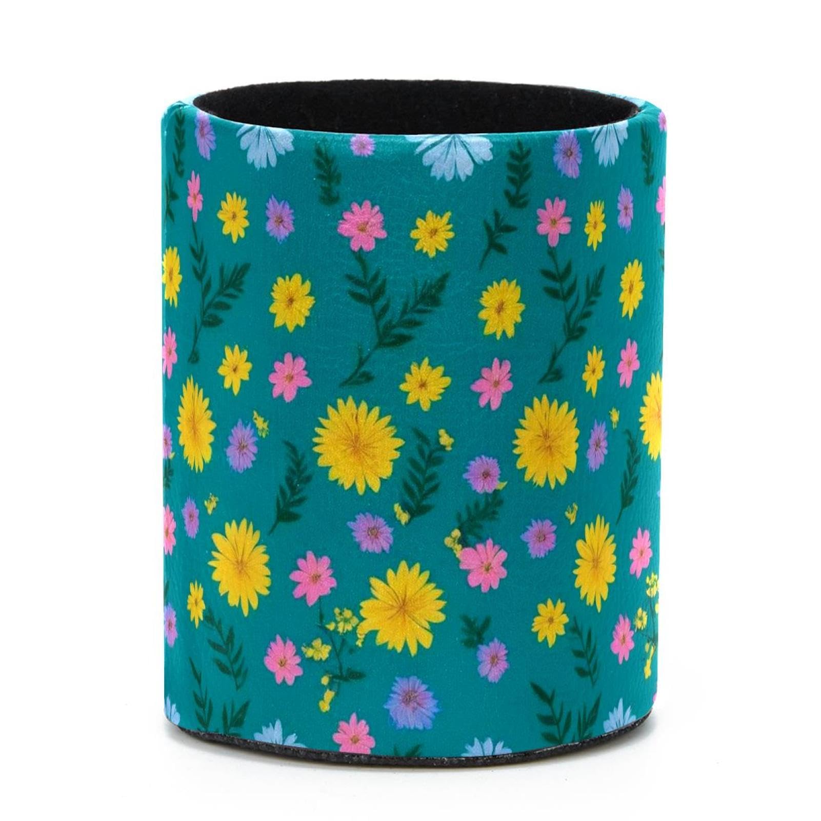 VAPOKF Round Pencil Holders for Desk, Aesthetic Flower Pen Holders Pen Pot Makeup Brushes Storage Desktop Stationery Supplies Organiser for Home Office