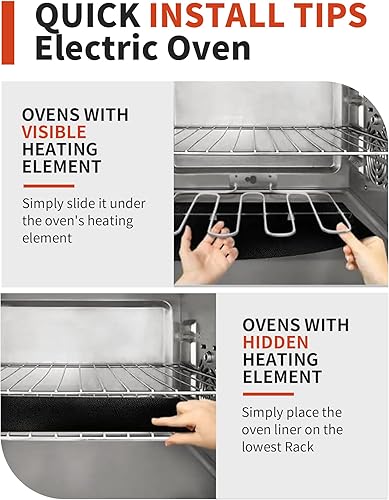 Miniatura 11 de Paquete de 3 forros de horno para la parte inferior del horno, 17 x 25 pulgadas, antiadherentes, reutilizables, grandes y resistentes, para hornos