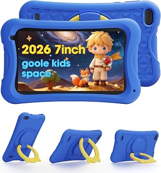 DigiLand Android Kids Tablet, 7 inch IPS Screen, 4GB RAM+32GB ROM,Dual Camera 2MP+5MP, Safety Eye Protection, Education, Tablet for Toddle with WiFi, Games, Parental Control APP 7 inch Blue 32GB