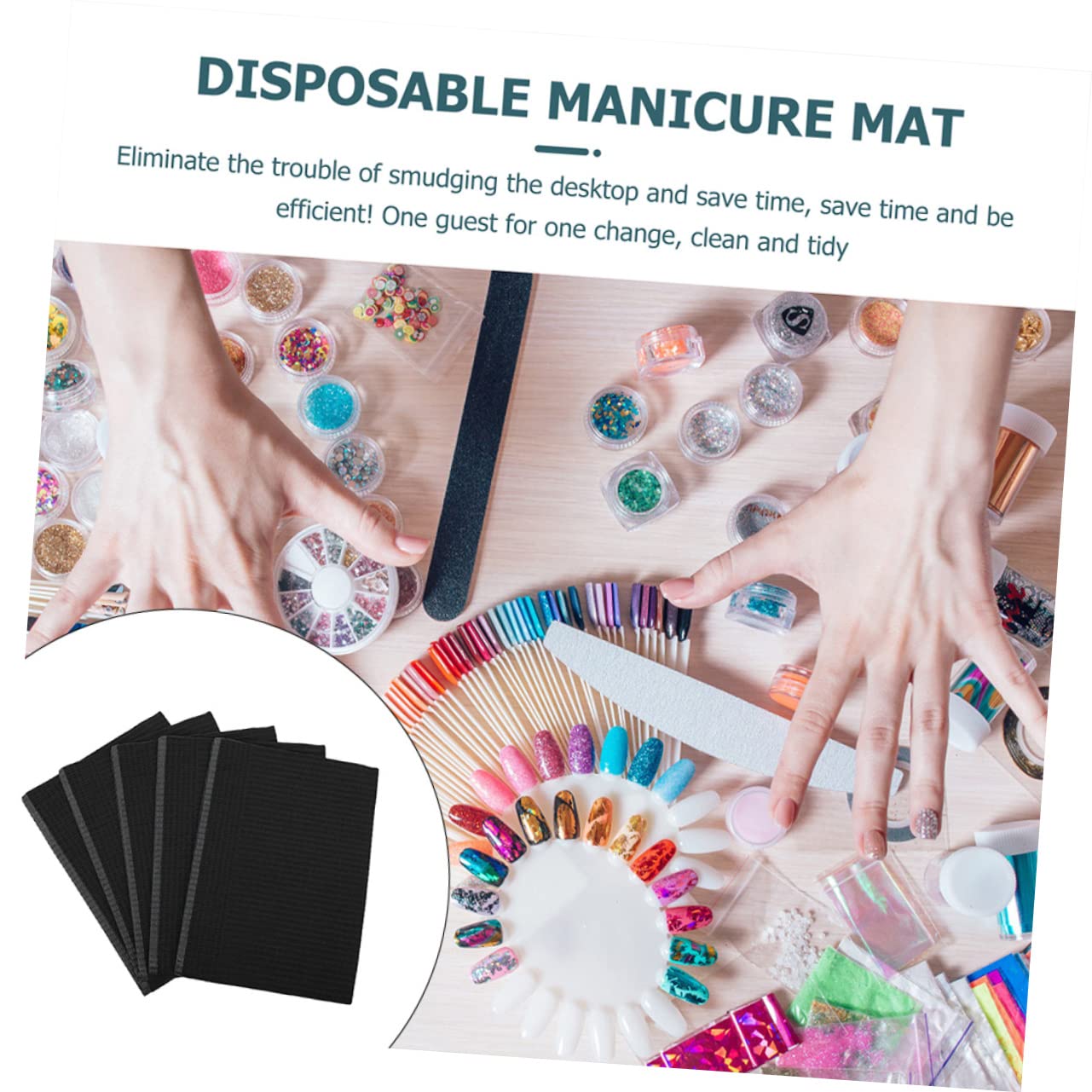 Tovaglia per Tavolo Nail Art Monouso Nera in Carta 125 Pezzi | Salone e Ufficio, Assorbe Polvere e Acqua, Morbida e Inodore, Pratica per Postazione Estetica