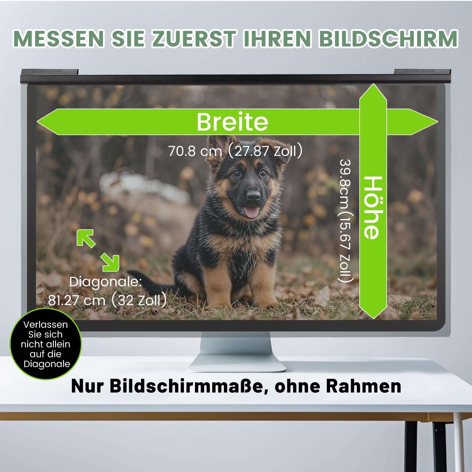 Abnehmbare Sichtschutzfolie für 31,5-32 Zoll 16:9 Monitor, Hängender Datenschutzfilter mit Doppel-Federclips, HD Display Privacy Screen mit Anti-Blaulicht, Breite x Höhe ist 731 x 435 mm