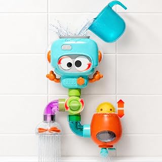 DOLIVE STEM Waterworks Pipes Bath Toys, 9PCS Baby Bathtub Toy with Interactive, Creative Shower Toy with Suction Cups for Baby Boys & Girls