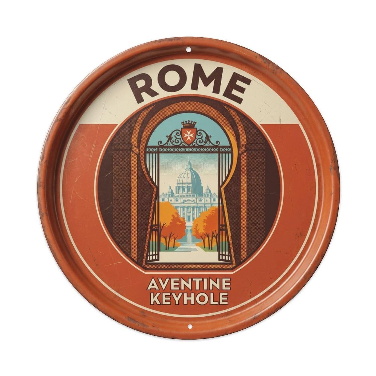 Rome Italy Heritage City Travel Aventine Vintage Metal Tin Sign