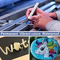 Vista 3 de Overseas Rotuladores permanentes de pintura – Paquete de 2 marcadores a base de aceite blanco y negro, de secado rápido e impermeable para metal