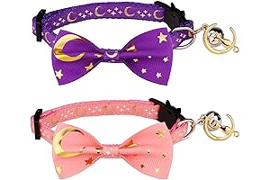 Shining in the Night: 2 PCS Breakaway Cat Collar with Bow Tie and Bell