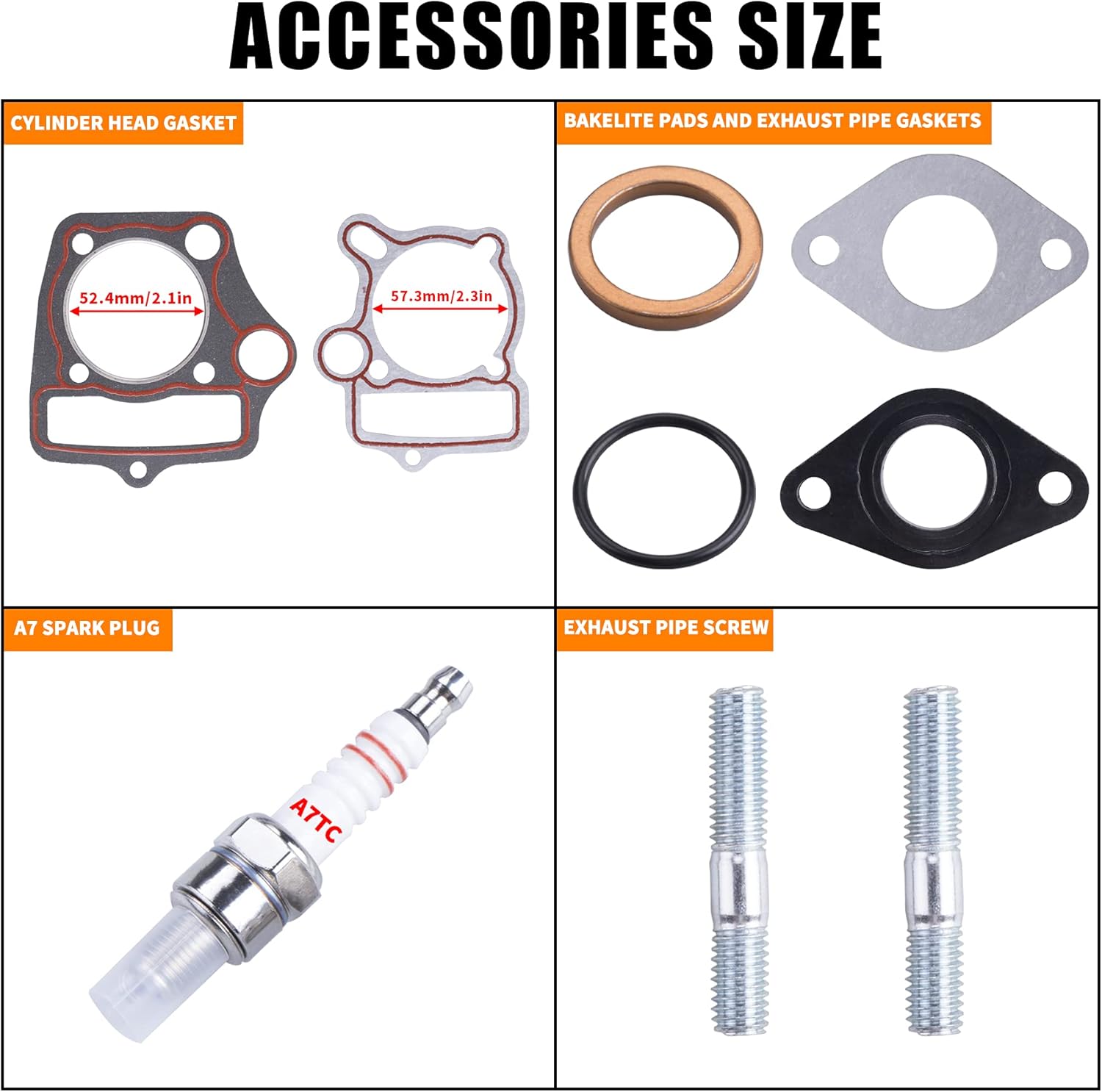 52.4mm Complete Cylinder Head Replacement for 4 Stroke 110cc Engine Chinese ATV Go Kart Dirt Bike Pit Bike Scooter Coolster TaoTao SSR