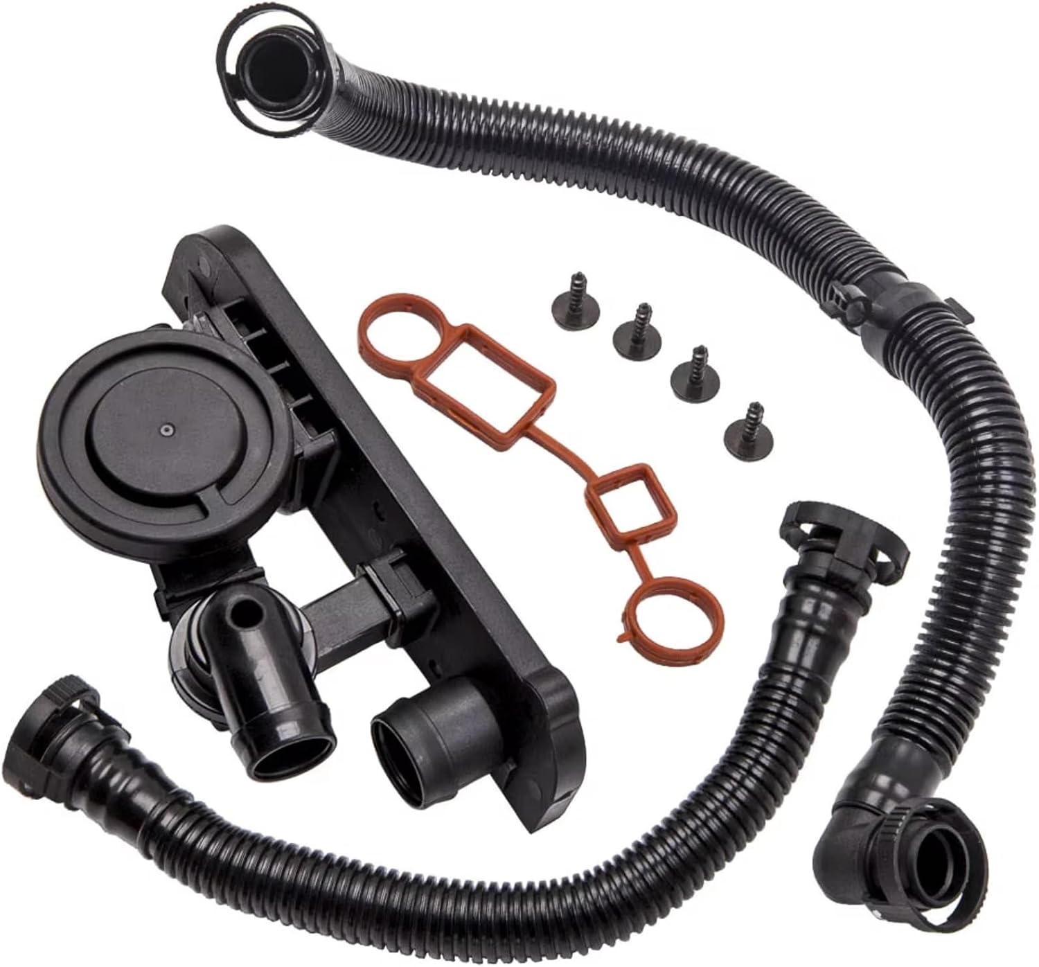 Crankcase Bleed Hose Compatible with VW For Jetta Mk5 For Golf Mk5 For Passat B6 For Eos Bpy Crankcase PCV Breather Valve + Hose Kit OEM:06F129101 06F129101E