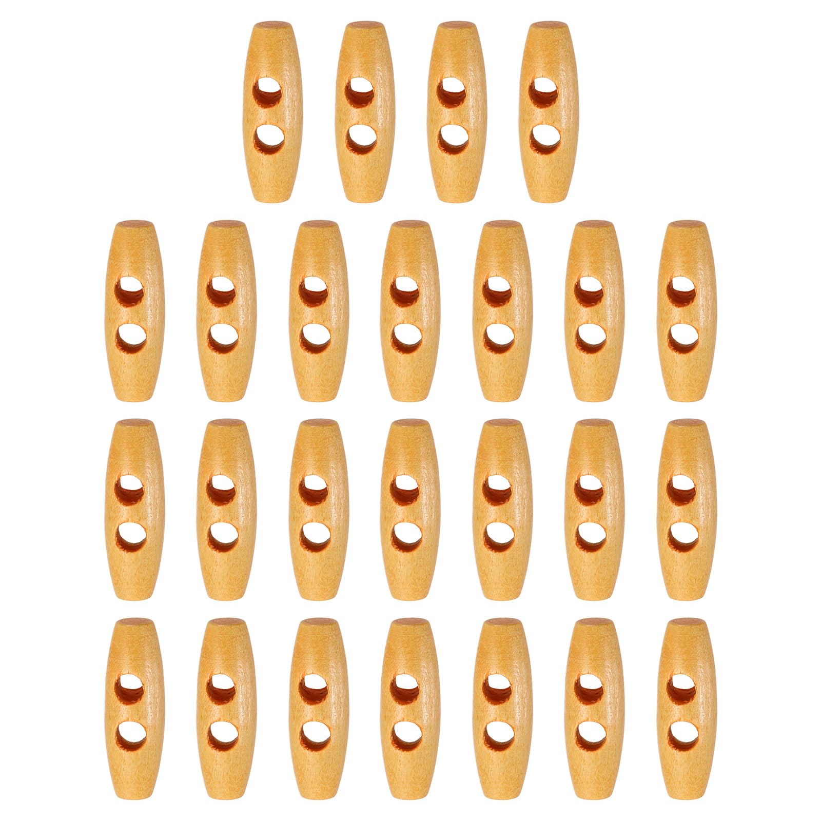 sourcing map 25pcs Wooden Toggle Buttons 35mm / 1.4" Double Hole Wood Olive Horn Sewing Buttons for Coat Sweaters Clothing DIY Craft, Beige