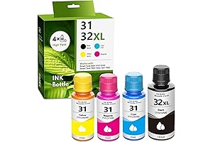 32XL/31 High Yield Black Cyan Yellow Magenta Ink Refills 4/Pack for Smart Tank Printers