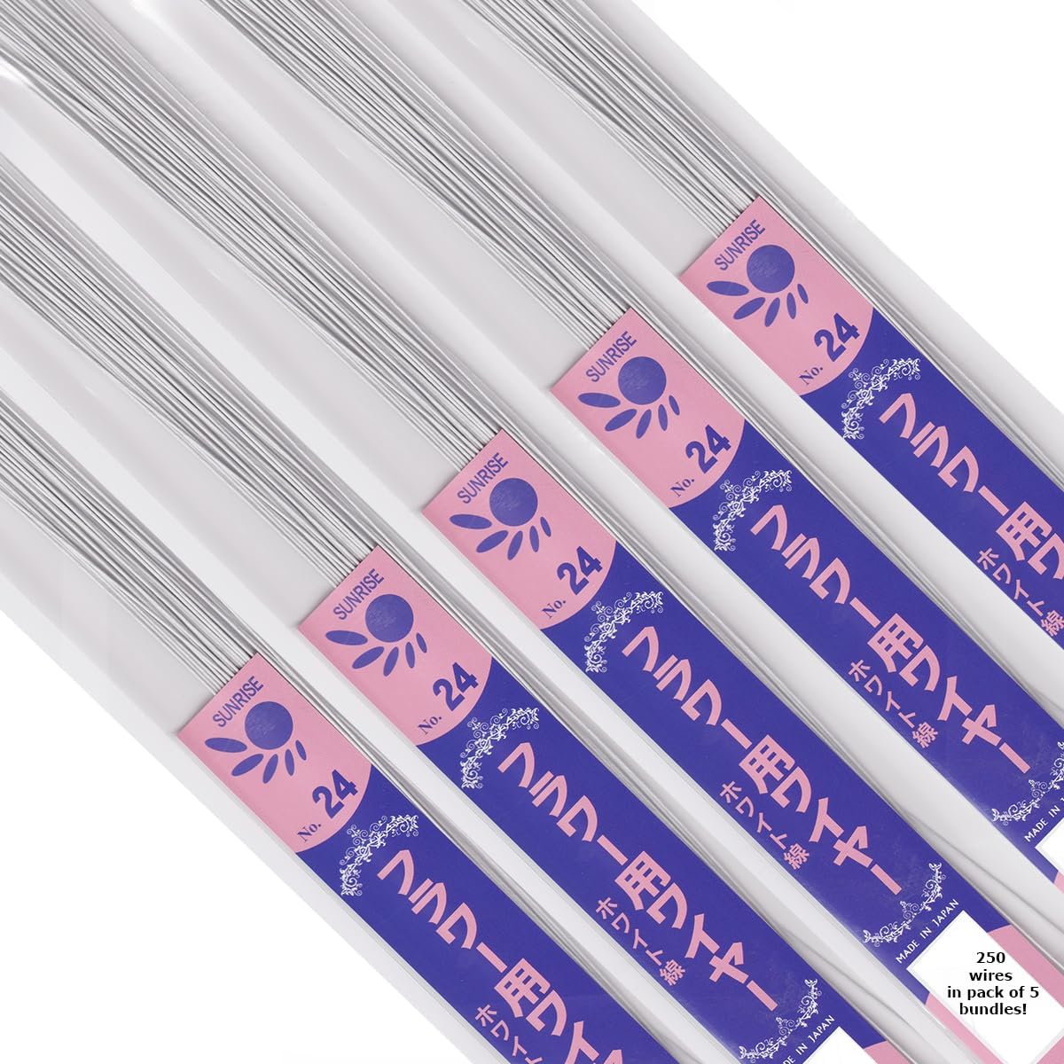 24 Gauge White Paper Covered Floral Wire - 14 inches Long - 5 Pack of 250 Wires