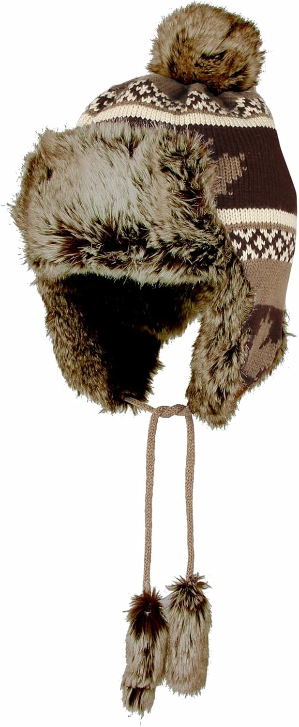 WITHMOONS Fleece Maple Fair Isle Knit Beanie Hat Earflaps Cap FZ70021