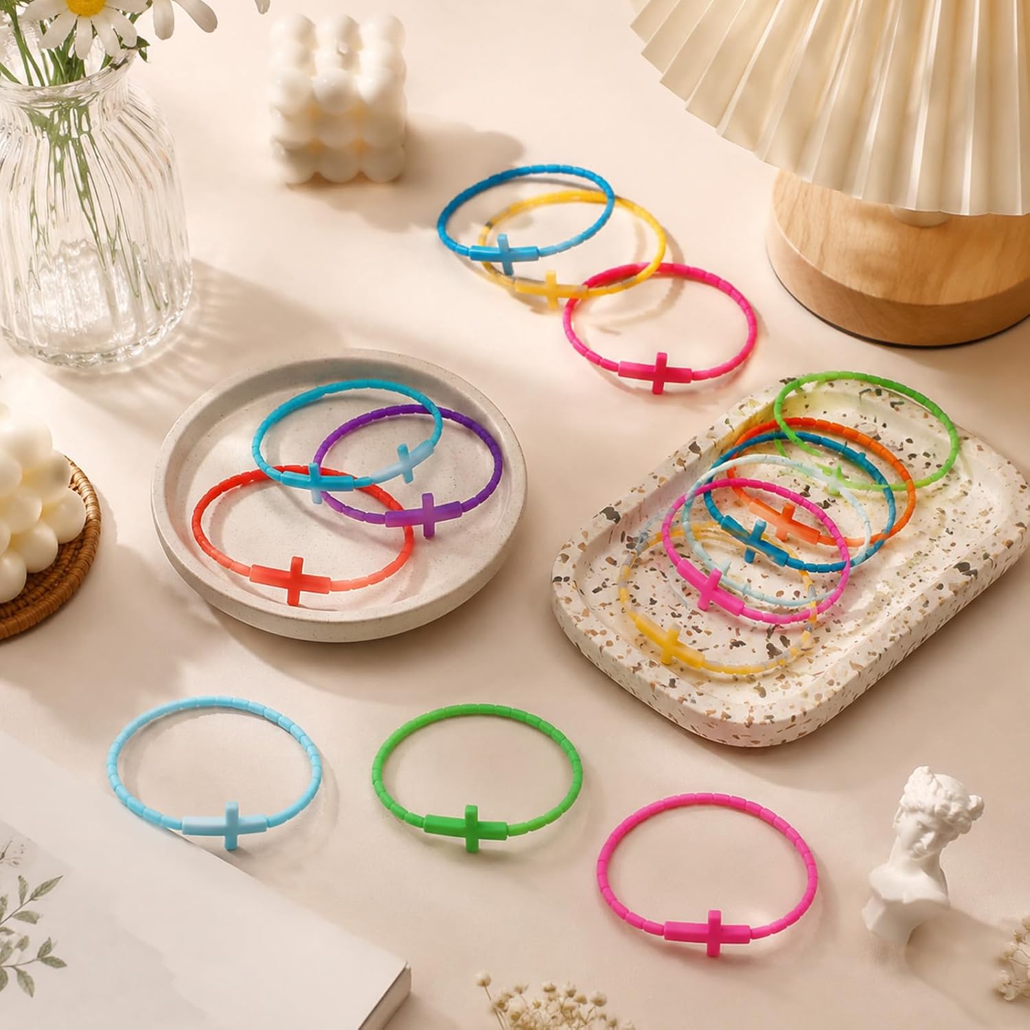 20pcs Silicone Cross Shaped Bracelets