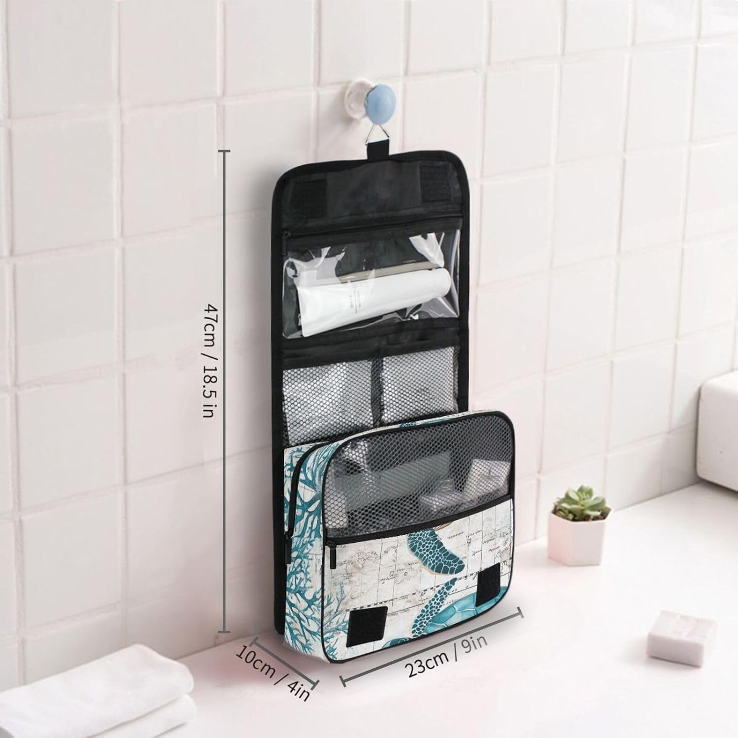 Sea Turtle Toiletry Makeup Bag Hanging Travel Cosmetic Organizer Bag image 5