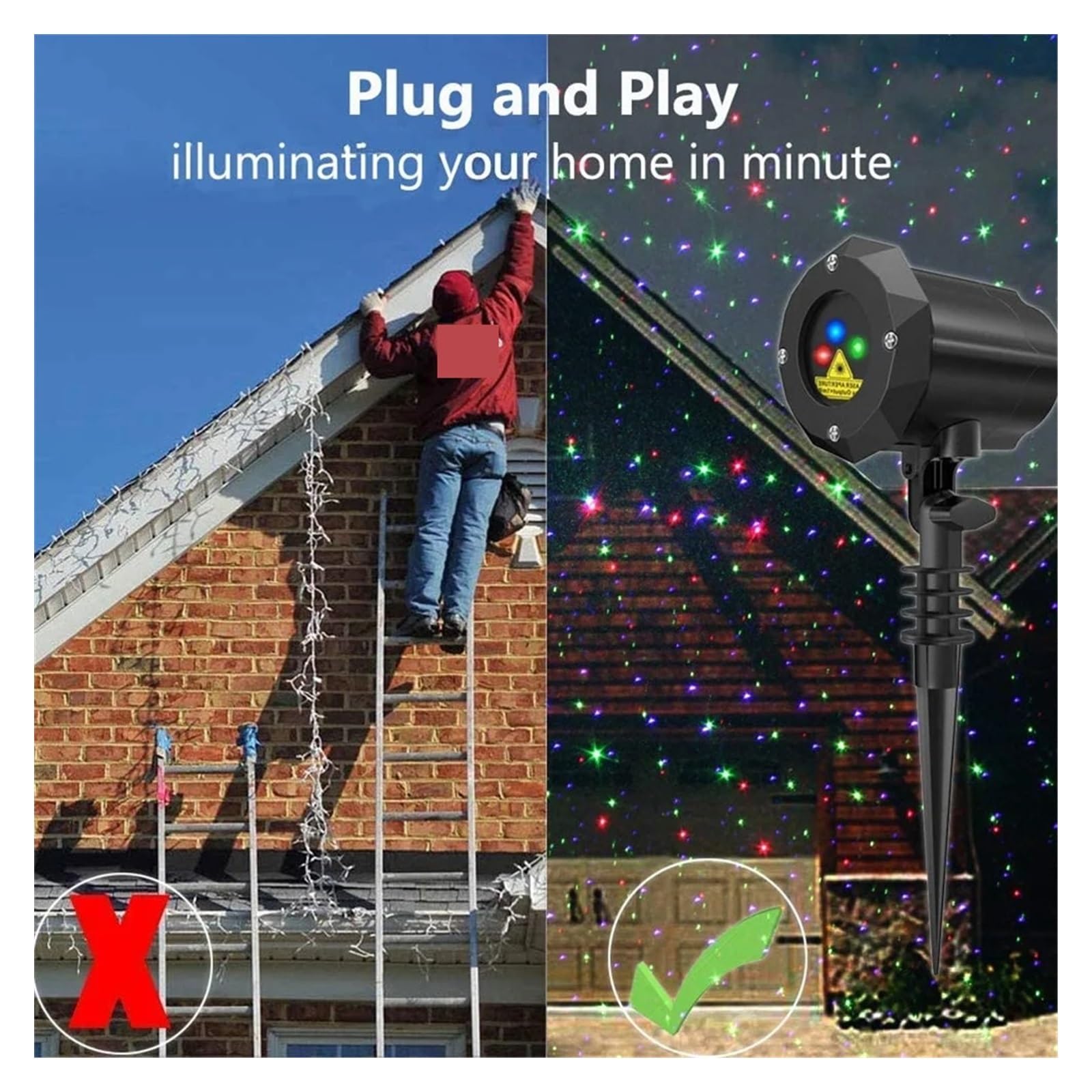 Proiettore Natale Esterno Proiettore a stella a cielo pieno in movimento dinamico a luce esterna a LED Proiettore for alberi da parete con luce di paesaggio da giardino impermeabile RGB Più Luminoso e