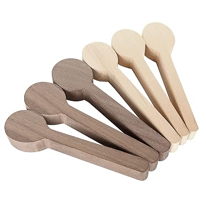 DIRBUY 6Pcs Wood Carving Spoon Blanks, Beech and Walnut Unfinished Wooden Craft for Whittling (6.2x1.6 inch)