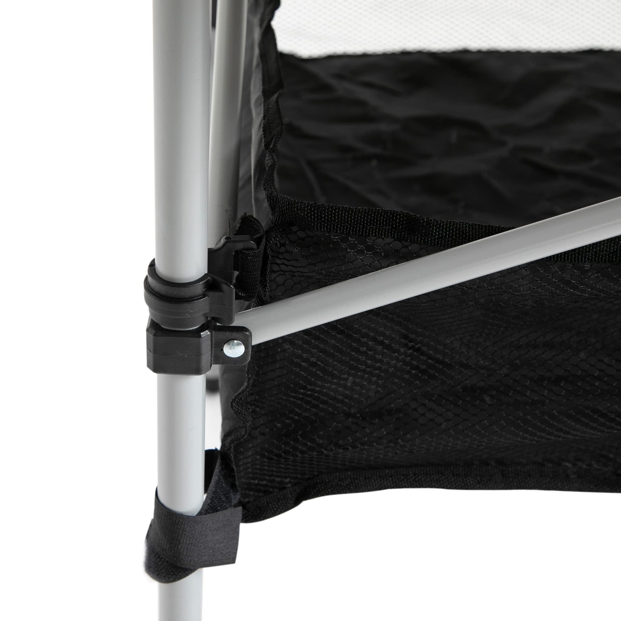Outsunny Mesa de Camping Plegable Mesa Plegable Portátil Multifuncional con Espacio Almacenaje de Malla y Bolsa de Transporte para Jardín Balcón Patio Exterior 70x70x69 cm Plata