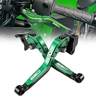 Brake Clutch Lever Set for Ninja 650 EX650, Adjustable (Green) | Fits Kawasaki Ninja 650 EX650 2017-2026, Anti‑Crash Fold‑Away Design, Hard‑Anodized Aluminum, Direct Bolt‑On Replacement