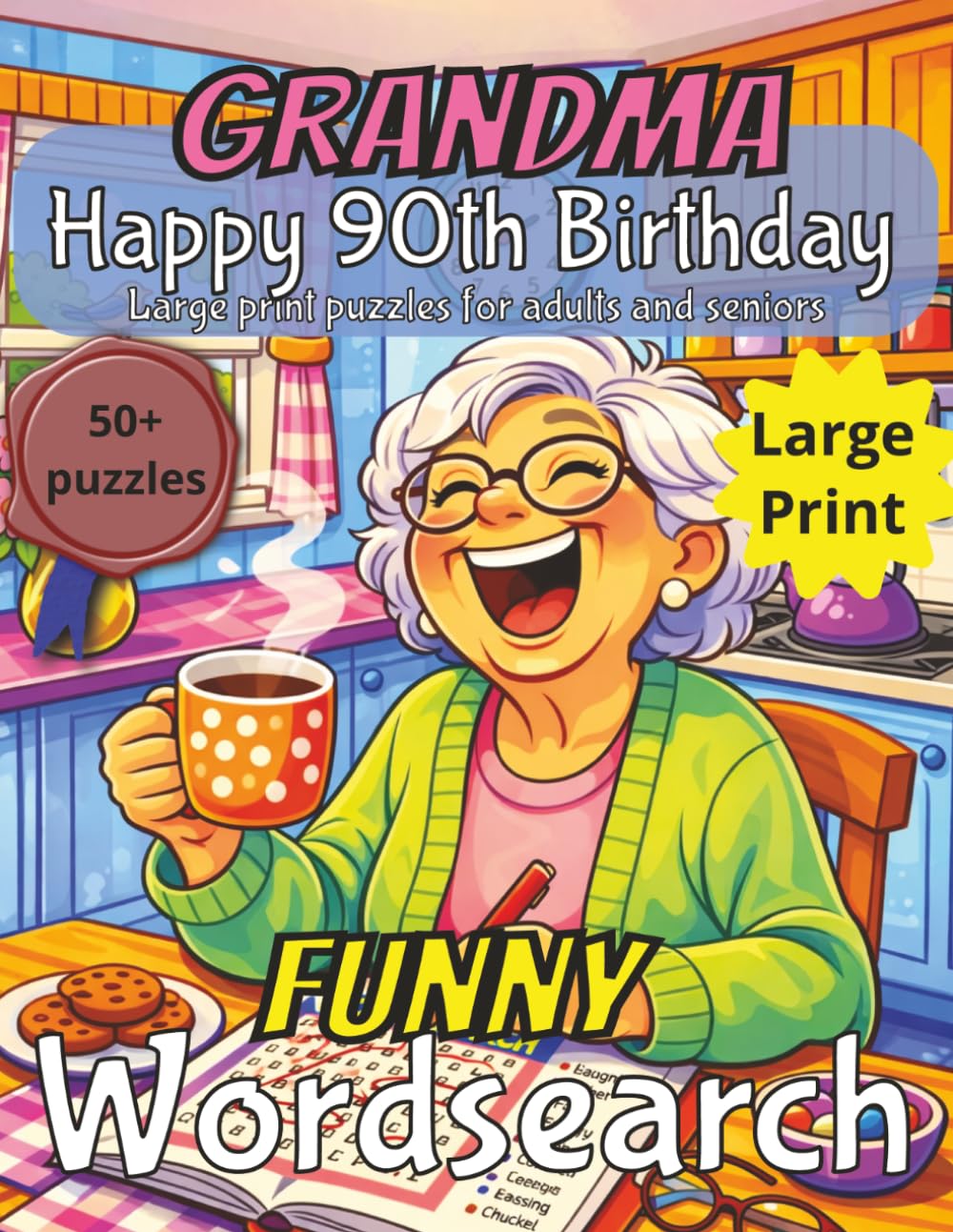 Funny 90th Birthday Word Search for Grandma: 90th Birthday Gift Grandma | Gifts for Women | Present for Senior | 90 Year old Gift | 90th Gift for ... | Grandma 90th Present | Gift from Grandkids
