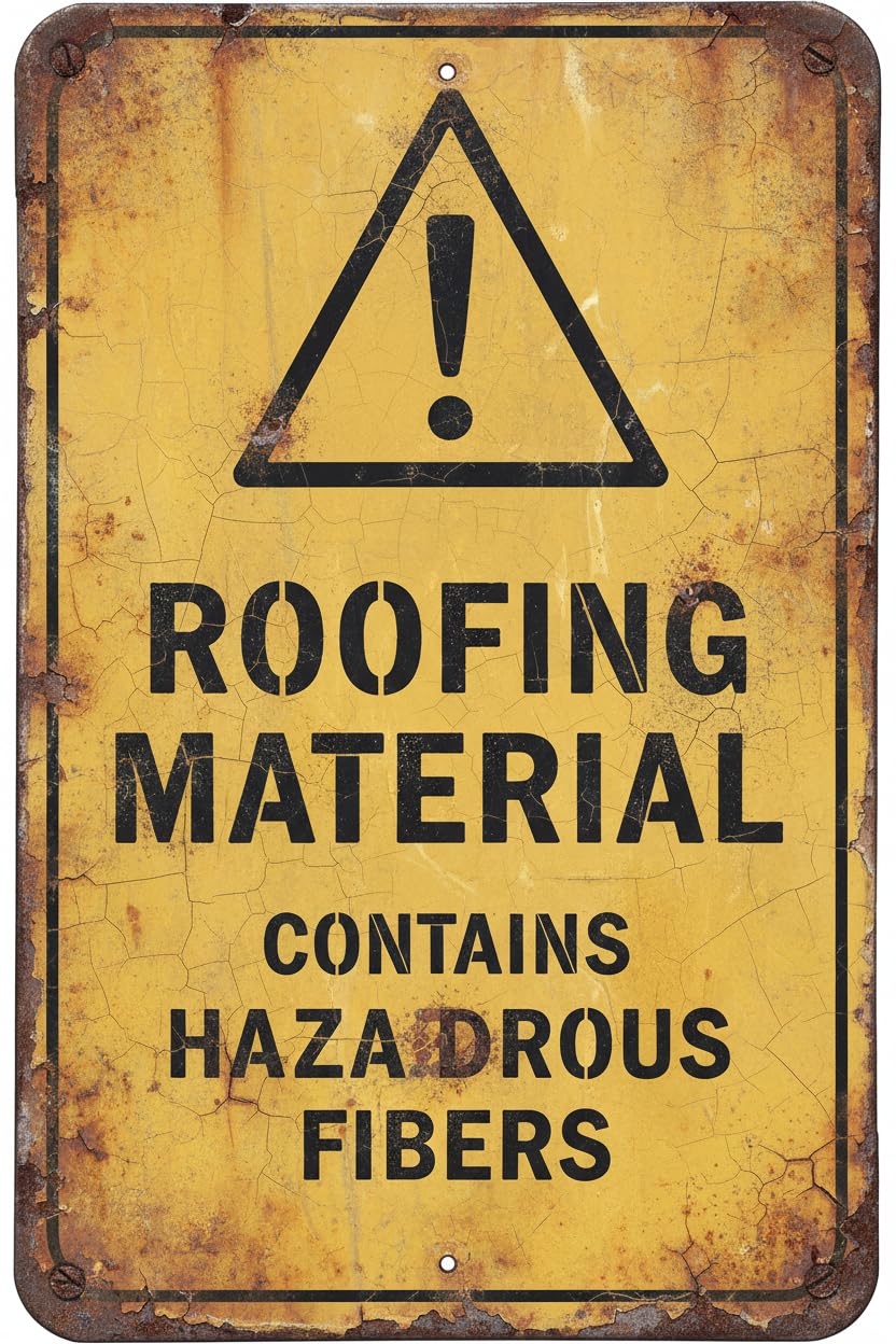 Wall Decor Roofing Material Contains Asbestos - Caution Sign Metal Sign 8x12Inch Clear Signage For S, Fences Vintage Signs Aluminum Plates Printed