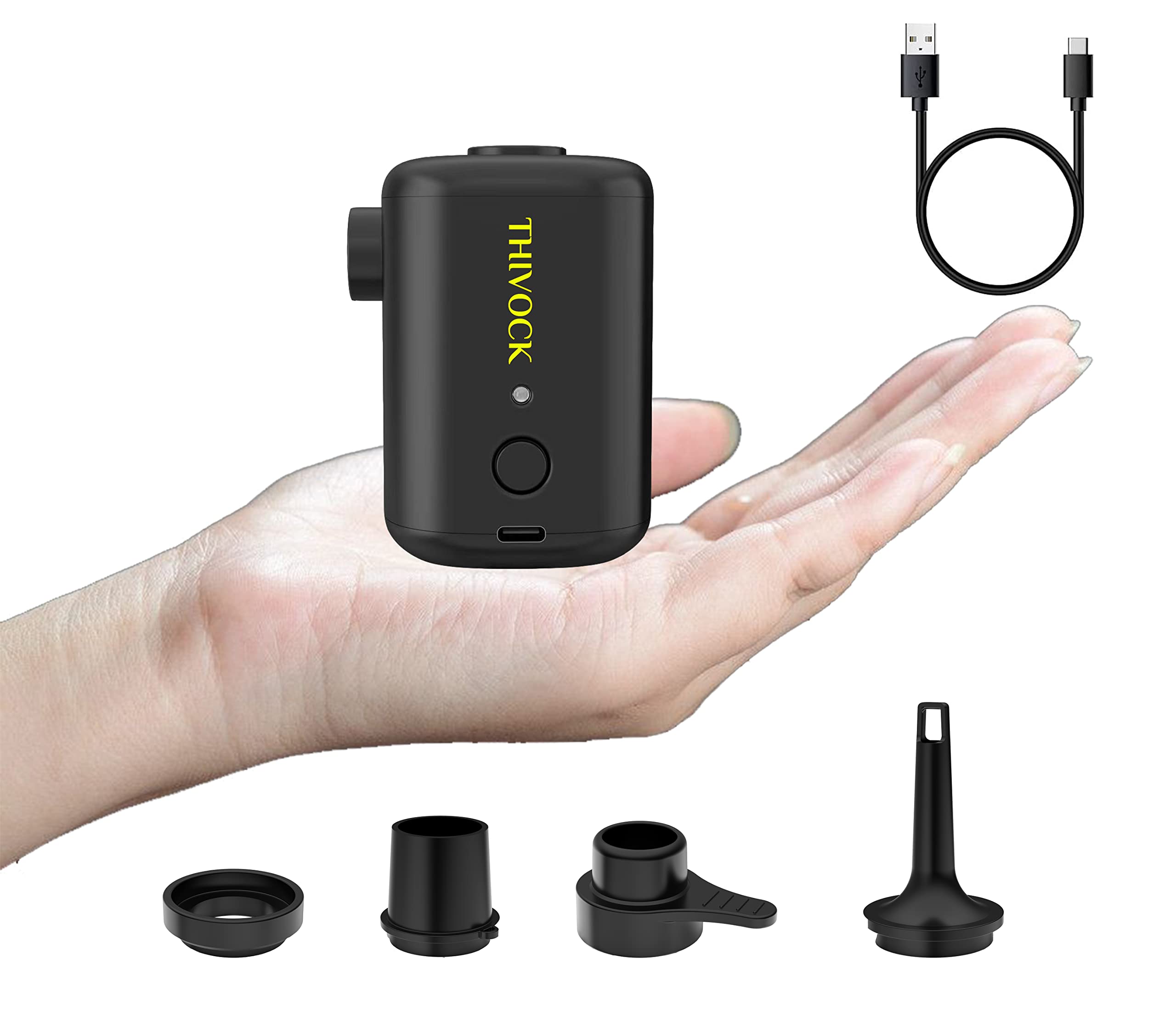 Portable Air Pump, 3000mah Rechargeable Battery, 4 Nozzles Quick-Fill, Inflator Deflator Air Pump for Pool Inflatable, Air Mattress, Swimming Lap, Intex Inflatable Boat Series