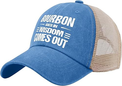 Miniatura 2 de Sombrero divertido Bourbon Goes in Wisdom Comes Out para hombres, sombrero para papá, gorra gráfica