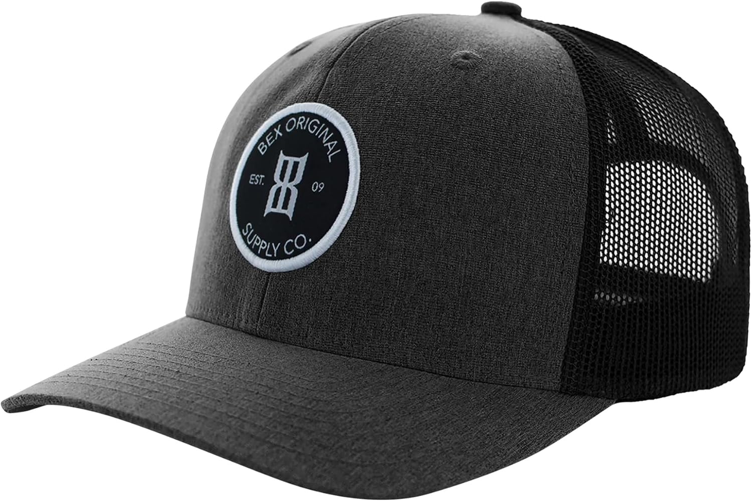BEX Bosc Trucker Hat - 6-Panel Snapback Cap with Mesh Back Adjustable Structured Baseball Cap | Unisex Outdoor Casual Hat