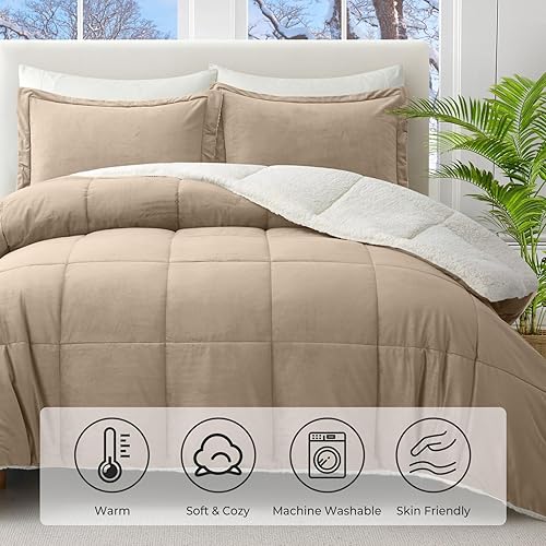 Miniatura 2 de Home Elements juego reversible de cobertor de 3 unidades con fundas para almohadas, Dorado, King