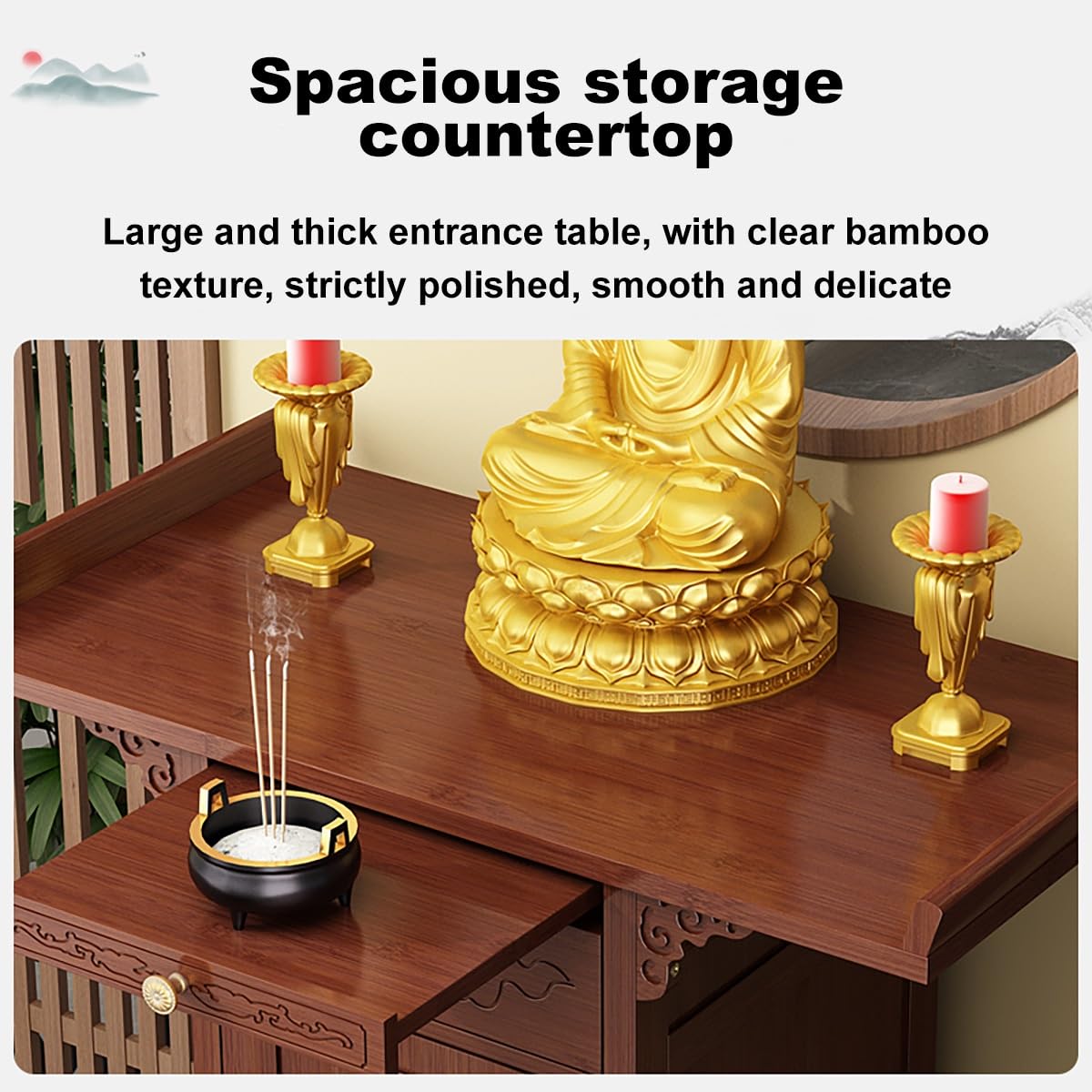 Mesa De Altar Mesa De Altar del Día De Muertos Santuario,Mesa De Almacenamiento para El Hogar Mesa Ofrenda con Pedestal De Gabinete Chino(50cm)