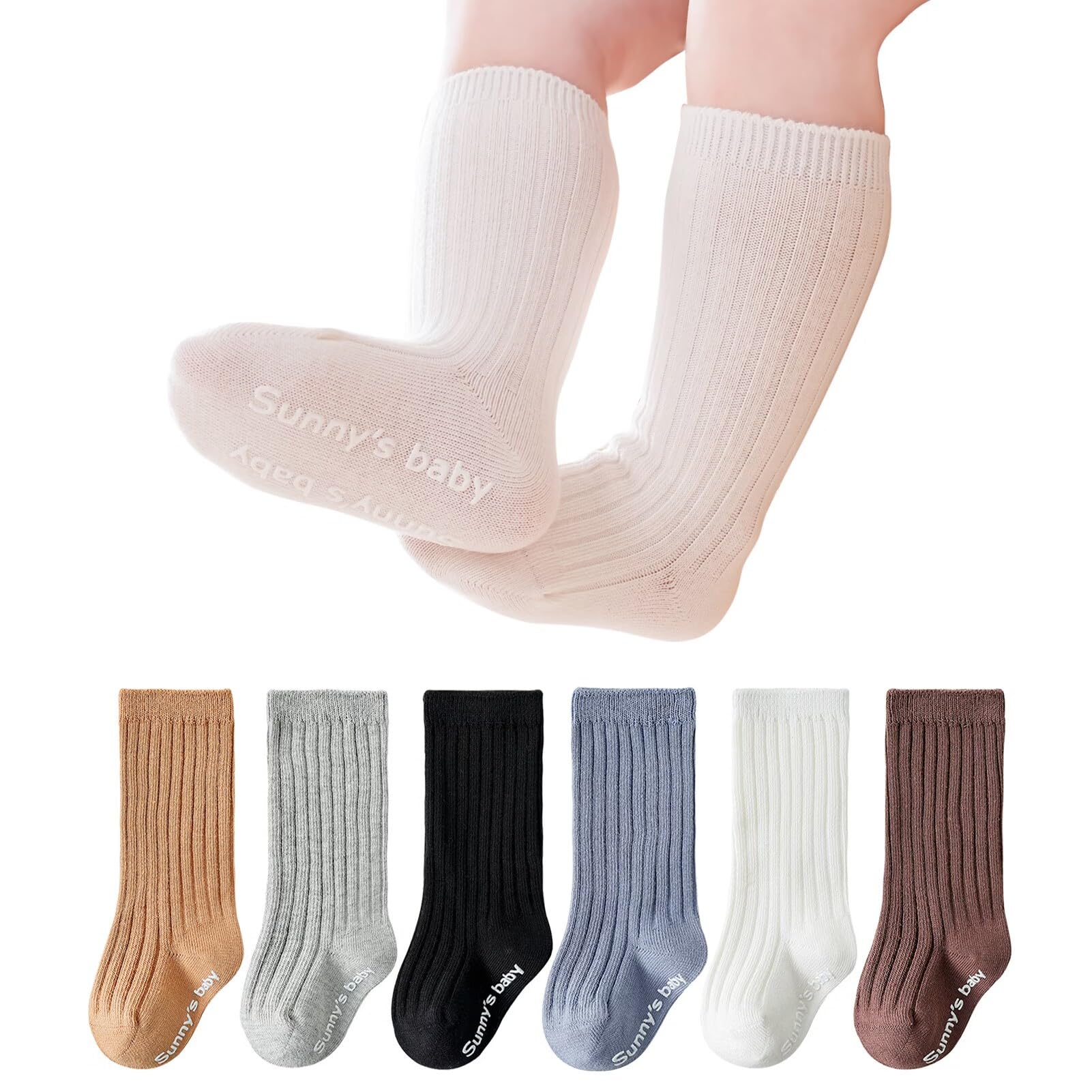 Zumou Calcetines antideslizantes hasta la rodilla para niños y niñas