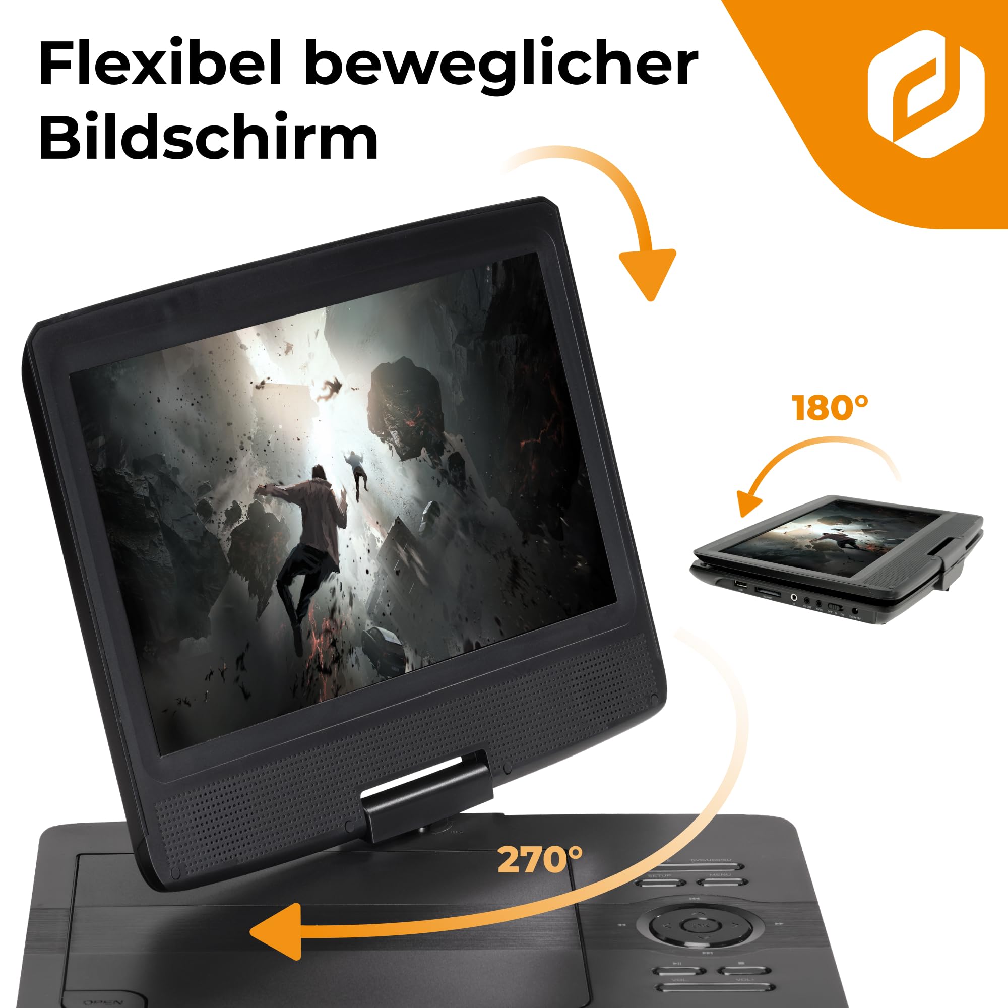 Denver MT-1097 Tragbarer DVD-Player 25.4cm 10 Zoll EEK: C (A - G) Akkubetrieb, inkl. 12V Kfz-Anschlu