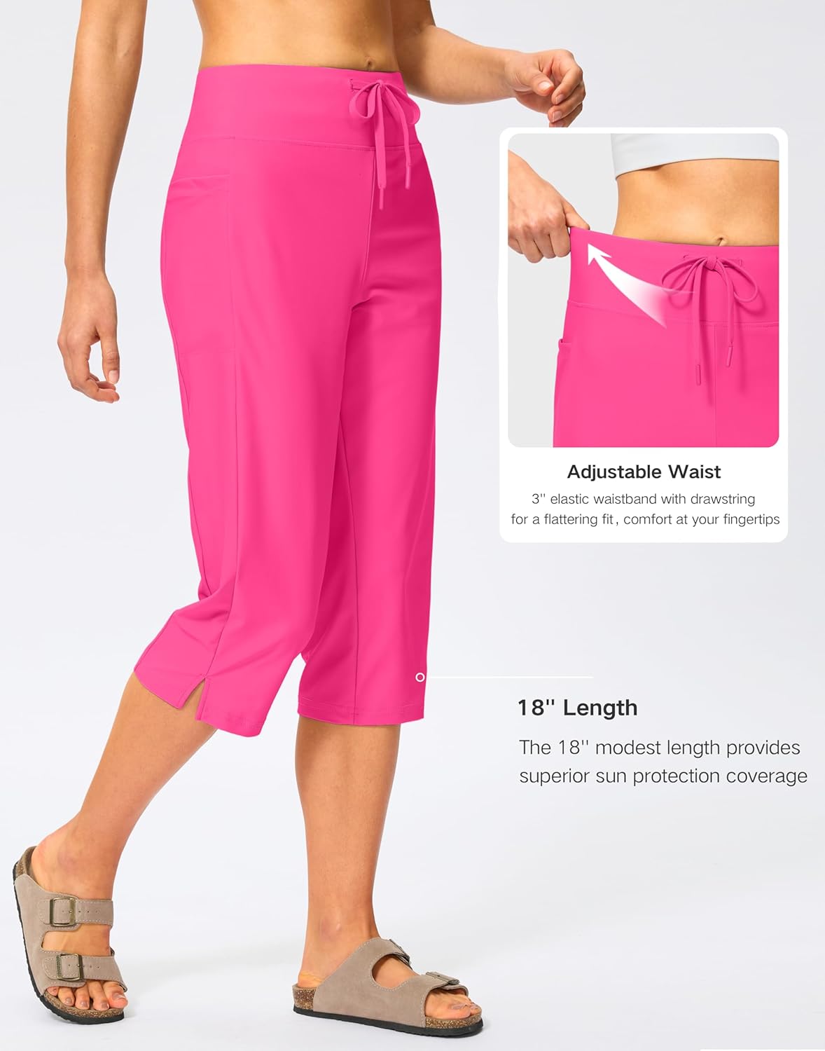Viodia Women's Swim Capris Pants 18'' Modest Bathing Suit Bottoms Quick Dry Swimsuits Long Board Shorts with Pockets - Image 4