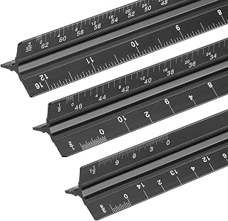 PATIKIL 13 Inch Imperial Engineer Scale Ruler, Black