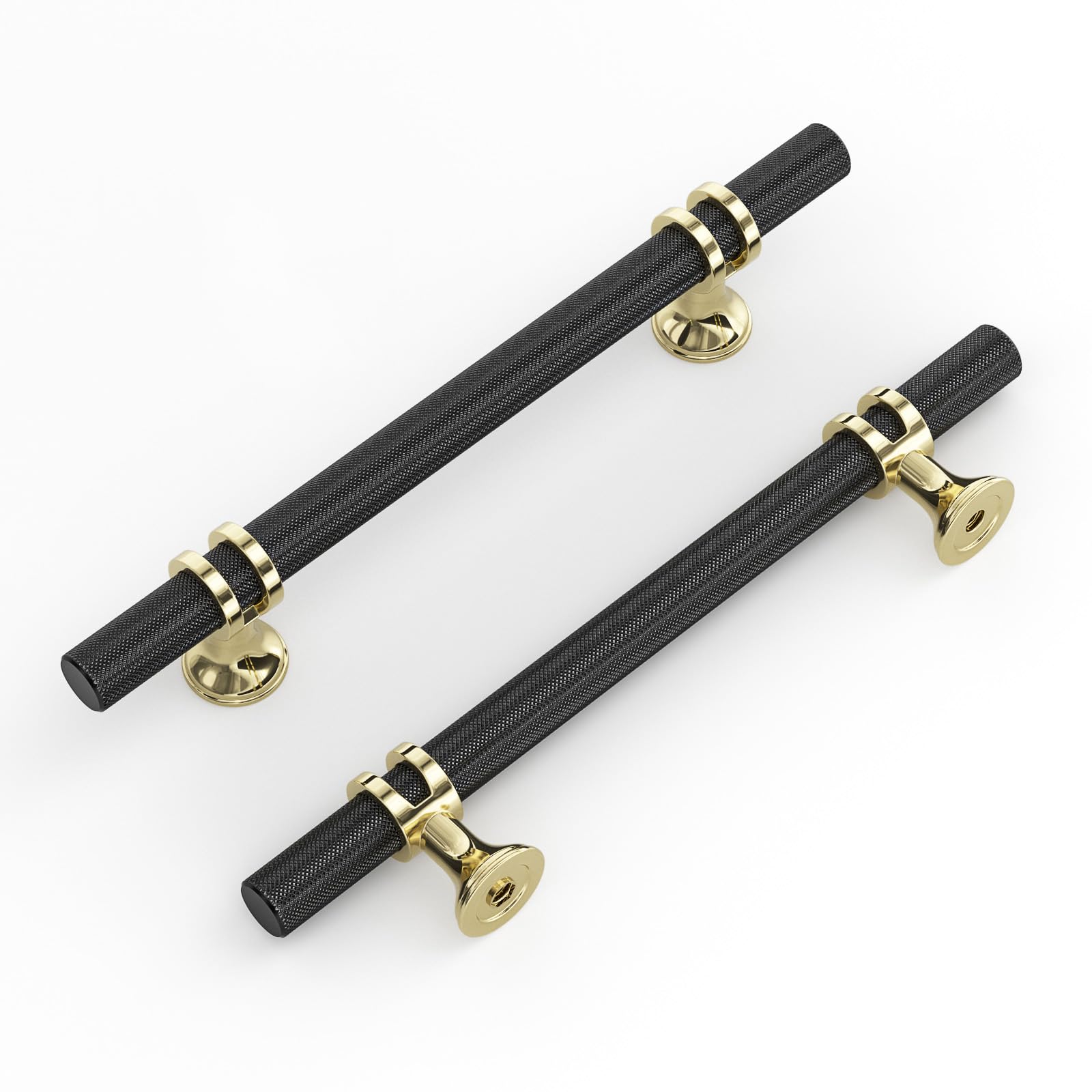 LONTAN 10 Pack Black Kitchen Handles 128mm Kitchen Cupboard Handles, Knurled Grip, Aluminum Alloy Hardware for Furniture, Cabinet, Drawer, Wardrobe, Dresser